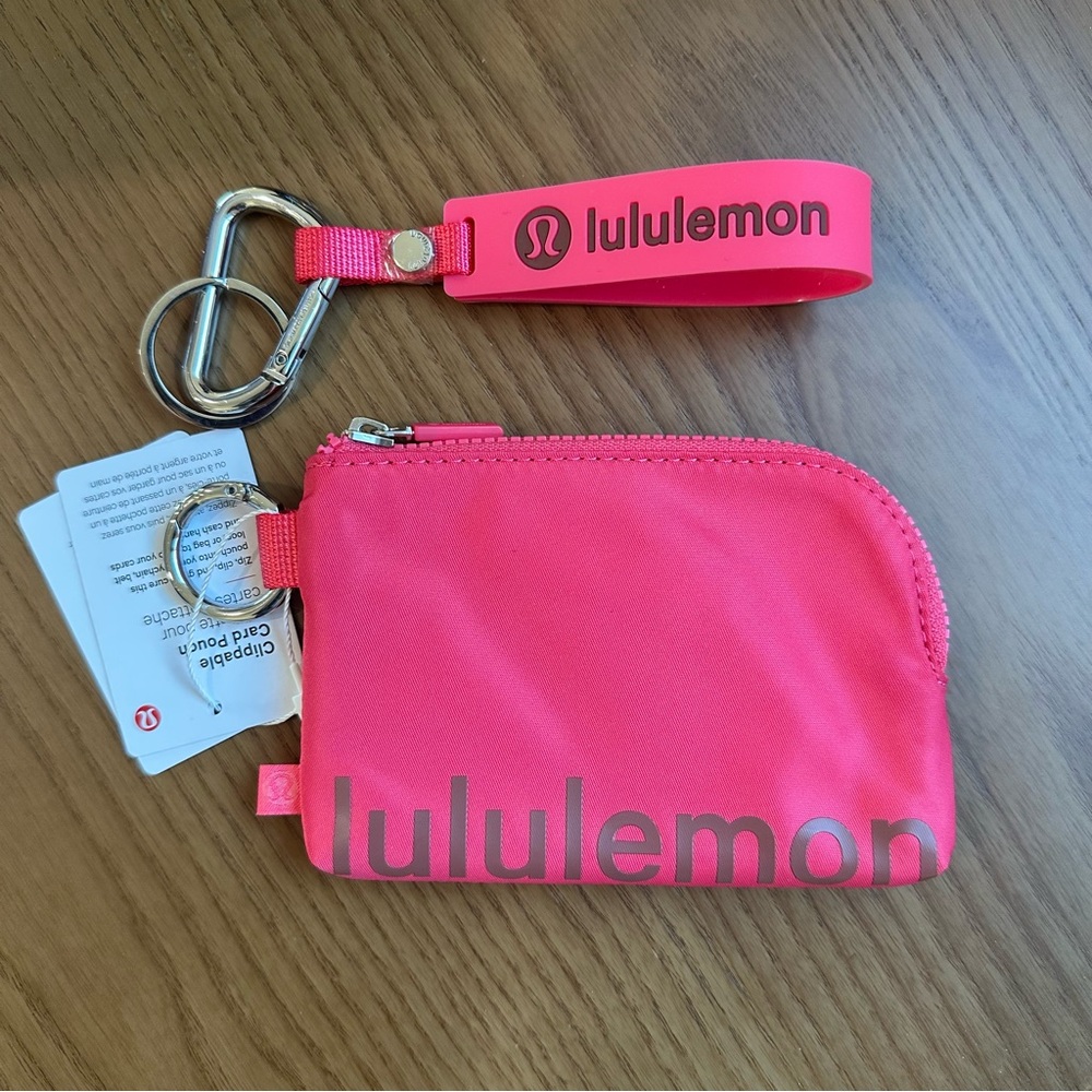 Lululemon Clippable Card Pouch + Silicone Keychain in Glaze Pink/Ancient Copper
